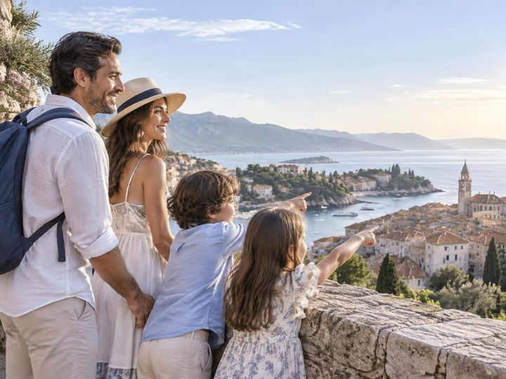 Familia contemplando un nuevo destino