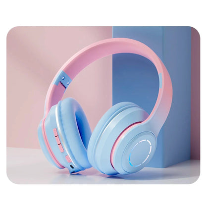 Auriculares bluetooth rosa y azul