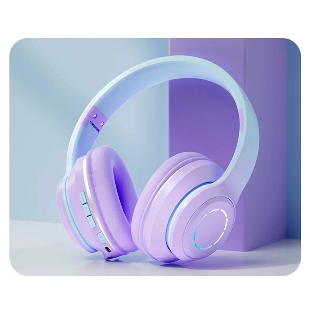 Auriculares bluetooth morado y azul